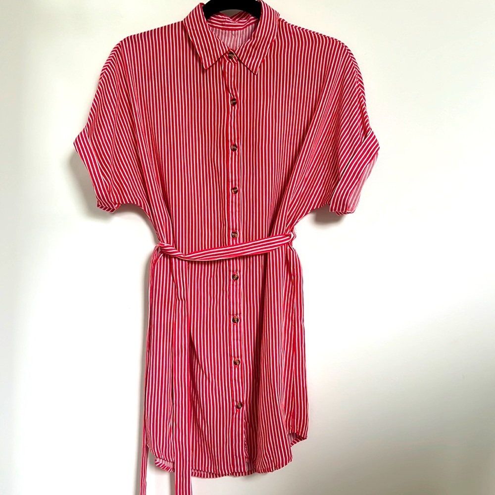 1950s pinstripe office dress